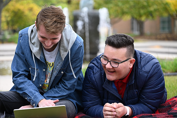 Two students working together